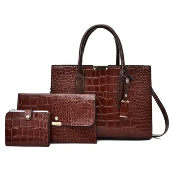 Набор из 3 предметов, сумки через плечо с крокодиловым узором, женские сумки через плечо в классическом стиле, высококачественные сумки-тоут, сумки через плечо большой емкости для хранения