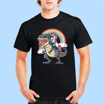 Новая черная футболка с динозавром на единороге, размер S 2XL, длинные рукава