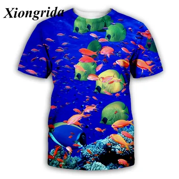 Новинка, футболка с рисунком рыбы 3d, мужская Повседневная футболка с принтом тропических рыб с коротким рукавом, Летняя уличная одежда в стиле Харадзюку, топ Унисекс