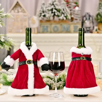 Новое Рождественское украшение, Рождественское платье, Набор бутылок вина, Креативный Рождественский набор вина, Украшение домашнего стола