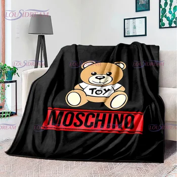 Одеяло с логотипом Moschino Детское милое теплое одеяло из фланели, мягкое и удобное Домашнее одеяло для путешествий, подарок для вечеринки
