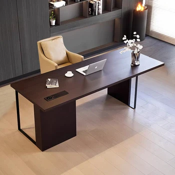 Офисный стол из массива итальянского минималистского дерева, Роскошный Модный Профессиональный Рабочий стол руководителя, Столы, Напольная Компьютерная мебель