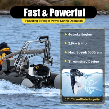 Подвесной мотор мощностью 4 л.с., сверхмощный короткий вал, 55 куб. см, двигатель для троллинга рыболовных лодок, электрический подвесной мотор, 4-тактный
