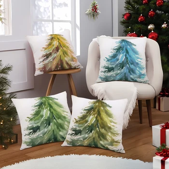 Подушка в виде Рождественской елки, уютная наволочка 45x45 см, мягкий домашний декор, наволочка для дивана, гостиной, спальни, дивана