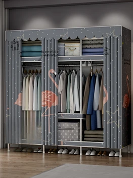 Простой тканевый шкаф для одежды в аренду, Домашняя спальня, полностью стальной каркас, шкаф из утолщенной ткани, простой современный усиленный подвесной шкаф