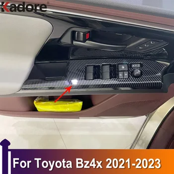 Рамка Панели Дверного Подлокотника Toyota Bz4x 2021 2022 2023 Аксессуары Для Интерьера Кнопка Включения Стеклоподъемника Накладка Из Углеродного Волокна