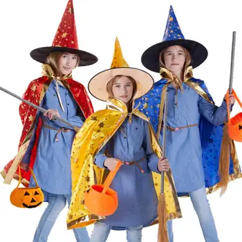 Регулируемый костюм для Хэллоуина, накидка для молодых людей с пентаграммой и сумкой для рук в виде шляпы волшебника, удобный дышащий костюм