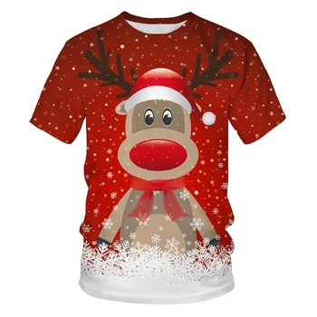 Рождественская футболка с 3D принтом, Уличная мода, Забавные мужчины/женщины, хип-хоп, повседневные, крутые, с коротким рукавом