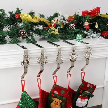 Рождественские держатели для чулок Снежинка/Снеговик/Лось/Елка, крючки для чулок, зажимы для каминной полки, многоцелевые крючки своими руками