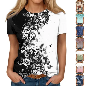 Рубашки с коротким рукавом Для женщин, Милые Футболки с графическим рисунком, Блузки, Повседневные Базовые топы больших размеров, Пуловер с юношеским темпераментом топ женский