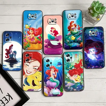 Русалка Disney Princess Cute Для Xiaomi Poco F5 X5 C55 C50 M5 M4 X4 X3 F3 GT NFC M3 C3 M2 F2 F1 X2 Pro Силиконовый Черный Чехол Для Телефона