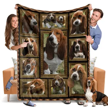 Симпатичное флисовое одеяло для бассет-Хаунда, супер Мягкая уютная фланель для кровати, покрывала для диванов, легкое теплое покрывало с рисунком собаки на кровати