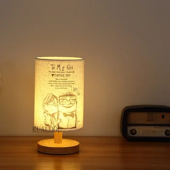 Современная мини-деревянная настольная лампа с минималистичным рисунком из ткани, настольная лампа со светодиодной подсветкой для кабинета, спальни Рядом с лампой, домашнего декора в гостиной