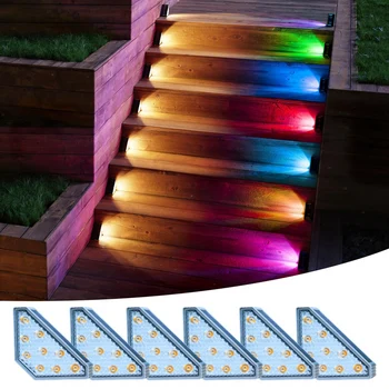 Солнечные ступенчатые светильники серого цвета, водонепроницаемые RGB Солнечные лестничные фонари, светодиодные фонари на солнечных батареях, декор для крыльца, заднего двора, сада