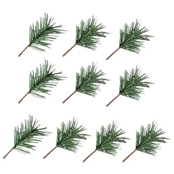Сосновые ветки для украшения, 10 шт. искусственных зеленых сосновых иголок, Ветки, сосновые стебли, Палочки для рождественских венков
