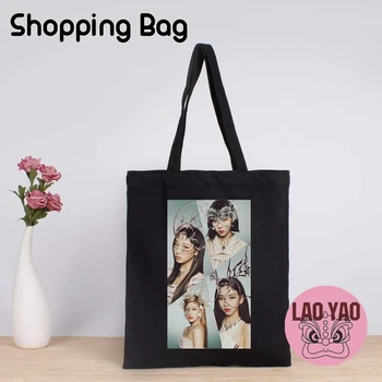 Сумка-шоппер Aespa, сумки для покупок женской певческой группы, подарок на день рождения для фанатов, холщовая сумка для бесплатной переноски.