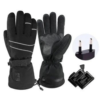 Тепловые перчатки с сенсорными экранами, Ветрозащитные зимние теплые перчатки для вождения, катания на лыжах, мотоцикле, Велосипедные перчатки с подогревом