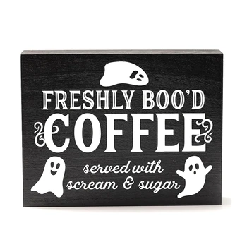 Только что освистанная кофейная вывеска Halloween Coffee Bar Декор для кухни на Хэллоуин Простота установки Простота в использовании