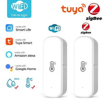Умный датчик температуры и влажности Tuya WiFi ZigBee Датчики температуры умного дома Работают с Alexa Google Assistant Smart Life