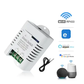 Умный переключатель с индикатором Беспроводной контроль температуры и влажности 16A WiFi переключатель Совместим с Alexa Home