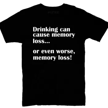 Употребление алкоголя может привести к еще большей потере памяти Футболки Мужские Модные футболки с круглым вырезом унисекс Ретро Винтажные топы большого размера