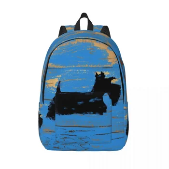 Холщовый рюкзак Scottie Dog для мужчин, женщин, школьников, студентов колледжа, сумка для книг Подходит для 15-дюймового ноутбука, сумки для шотландских терьеров