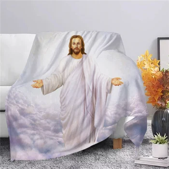 Христианство Фланелевое Одеяло Иисус Бог Шерп Одеяло Модный Плед Для взрослых Новогодний Подарок Рождественское Украшение для путешествий Одеяло