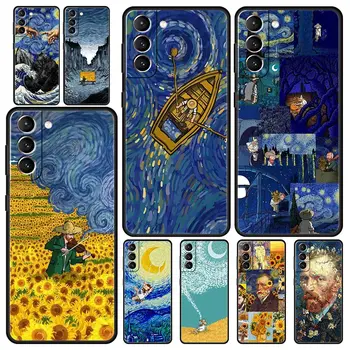 Художественно-Эстетический Звездный Чехол Для Телефона Van Gogh Samsung Galaxy S23 Ultra S22 S21 S20 FE 5G S10 S10E S9 S8 Plus Note 20 Черный Чехол