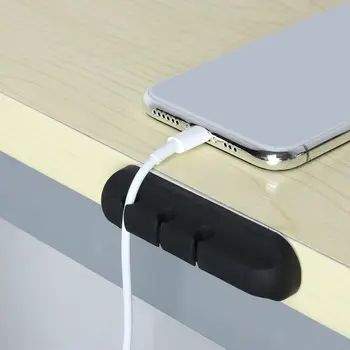 Черное силиконовое USB-зарядное устройство, самоклеящийся держатель для хранения, Зажим для кабеля, Устройство для намотки кабеля, Органайзер для зарядного устройства