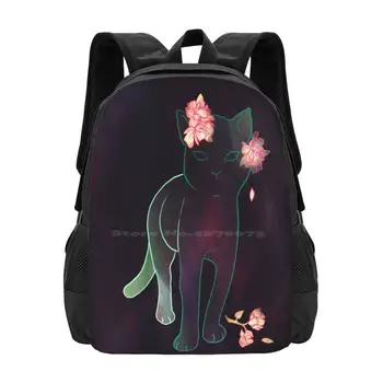 Школьная сумка Ghost Kitten, рюкзак большой емкости для ноутбука, мультяшный кот-призрак, котенок, цветы Китти