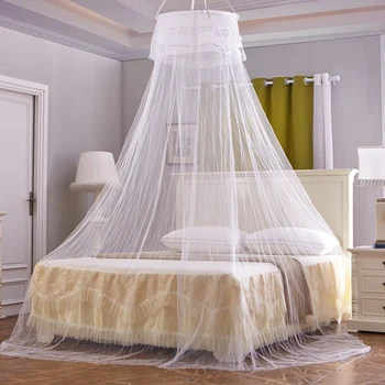 Элегантный балдахин с круглым верхом, кружевная москитная сетка для двуспальной кровати, палатка от комаров, балдахин от насекомых, занавеска для кровати, палатка для кровати