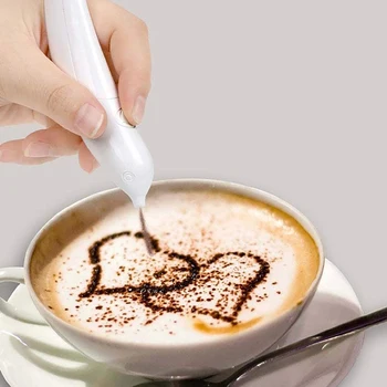 Электрическая Ручка Latte Art для Кофейного Торта Ручка для Специй Ручка Для Украшения Торта Ручка Для Вырезания Кофе Ручка Для Выпечки Кондитерские Инструменты Кофейные Украшения