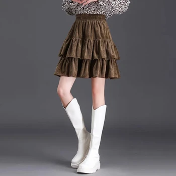 Юбка в корейском стиле, Женская юбка в пол-тела, Осень-зима 2023, юбка с завышенной талией, Короткие Кавайные Мини-юбки Vetement Femme
