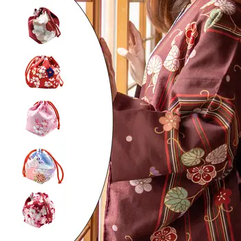 Японская сумка на шнурке, кошелек, подарочный мешочек для хранения продуктов питания