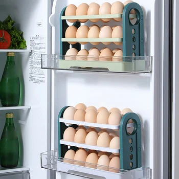 Ящик для хранения яиц, 3-слойный откидной ящик, подставка для яиц, подставка для яиц большой емкости на 30 ячеек, Боковой лоток для яиц в холодильнике